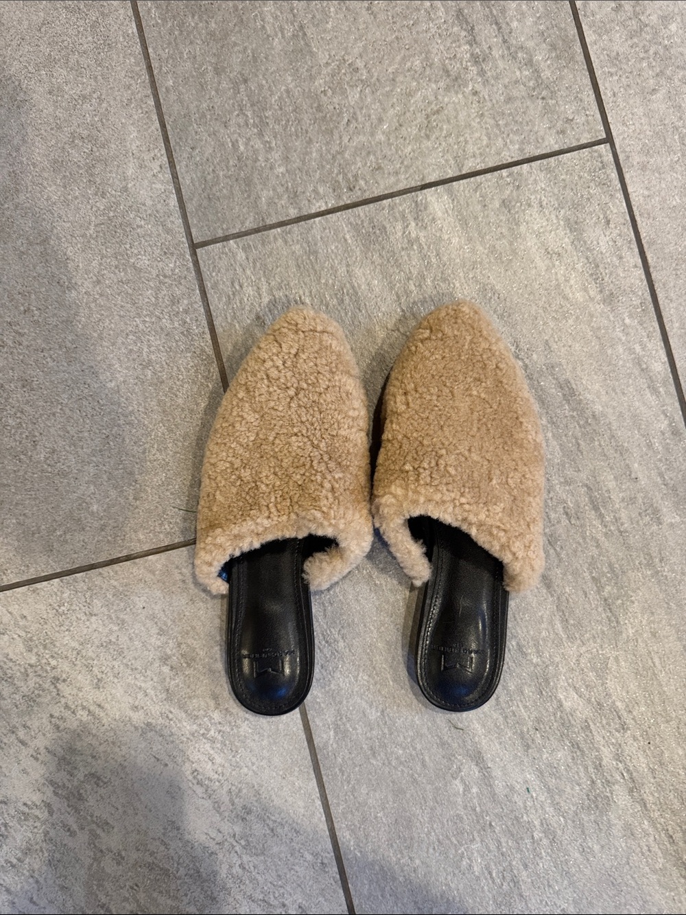 Marc Fisher Tan Faux Shearling Slip-On Mules